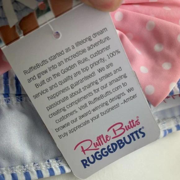 NWT Ruffle Butts Seersucker two piece with bow and skirted bikini size 2t - Picture 4 of 7